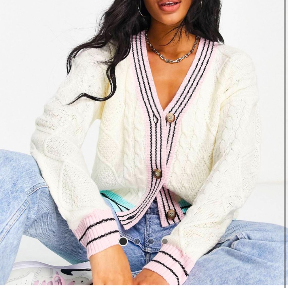 NWT ASOS Womenโs Multicolor Cardigan Sweater Brave Soul UK 10 or US 6